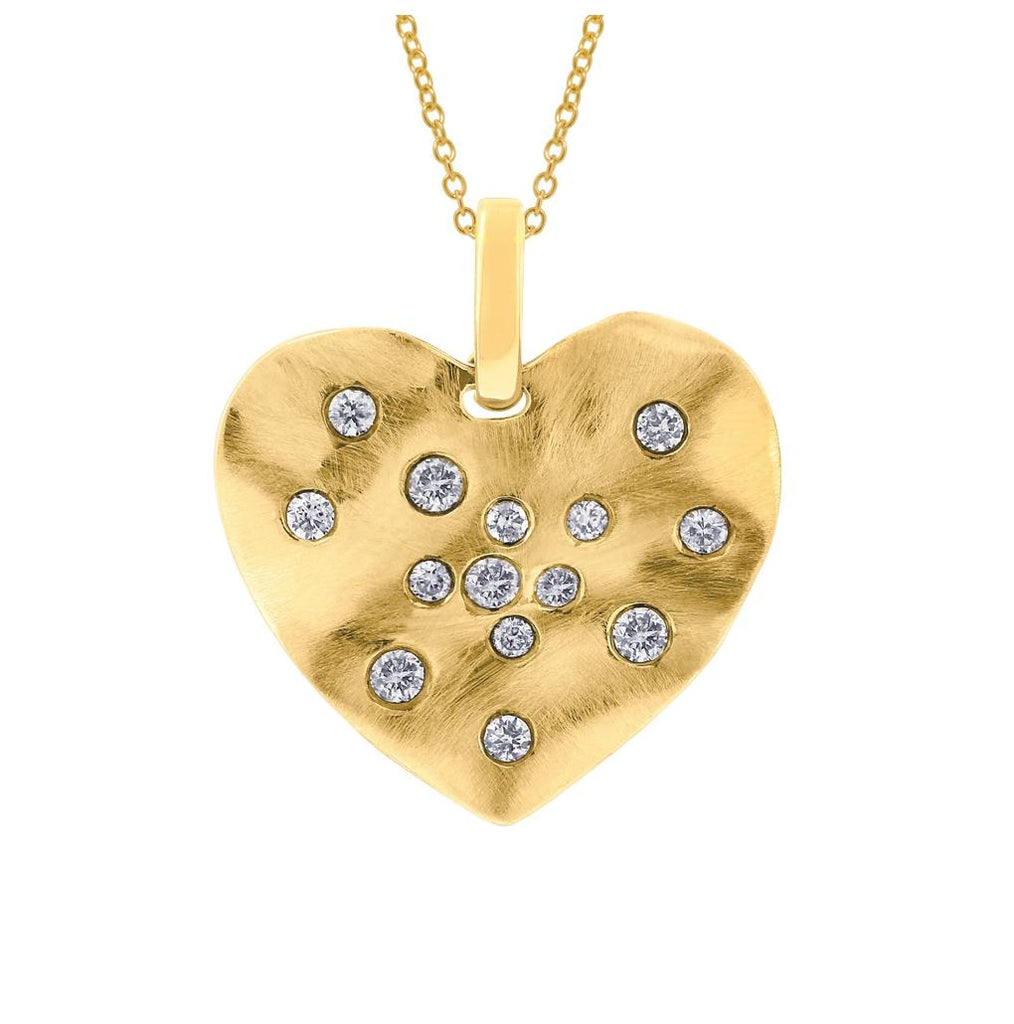 0.22 Ctw 14k Yellow Gold Diamond Heart Pendant Necklace With 18 Inch Chain