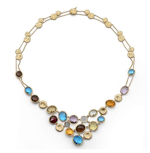 0.17 Ctw Diamond And 38.18 Ctw Multi-color Stone 14k Yellow Gold Necklace