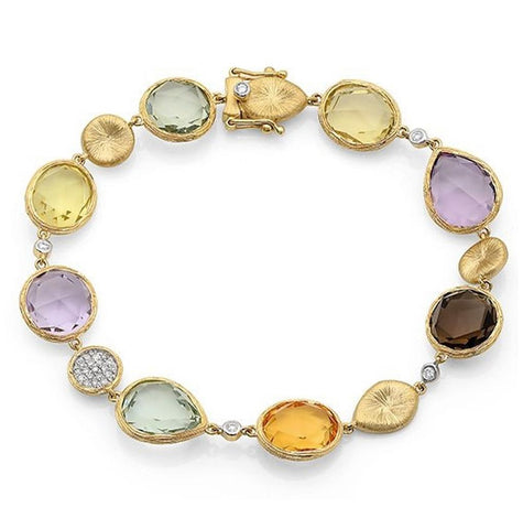 23.28 Ctw 14k Yellow Gold Diamond And Multicolor Stone Bracelet