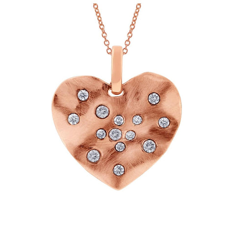 0.22 Ctw 14k Rose Gold Diamond Heart Pendant Necklace With 18 Inch Chain