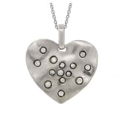 0.22 Ctw 14k White Gold Diamond Heart Pendant Necklace With 18 Inch Chain