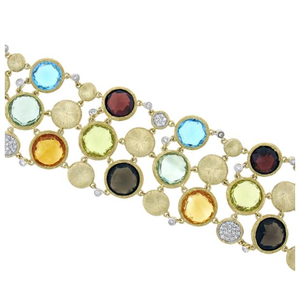 0.66 Ctw Diamond And 89.84 Ctw Multicolor Stone 14k Yellow Gold Bracelet