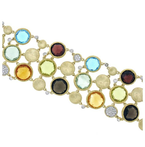 0.66 Ctw Diamond And 89.84 Ctw Multicolor Stone 14k Yellow Gold Bracelet