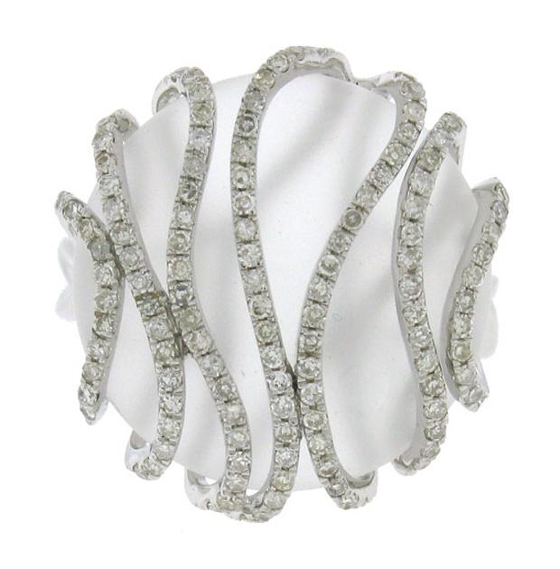 0.50 Ctw Diamond And 10.58 Ctw White Topaz 14k White Gold Ring