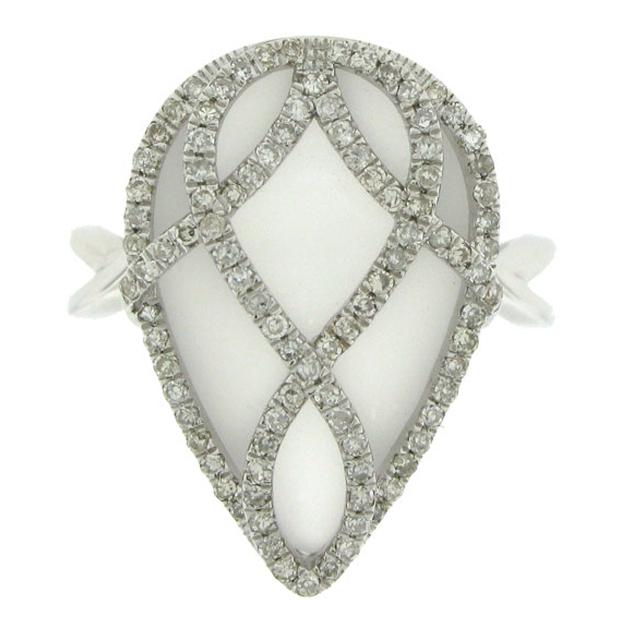 0.41 Ctw Diamond And 8.21 Ctw White Topaz 14k White Gold Ring