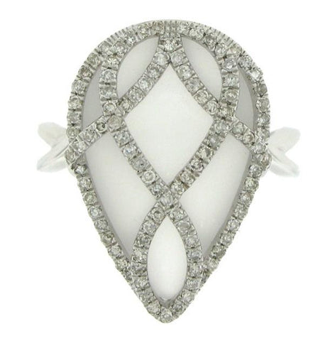 0.41 Ctw Diamond And 8.21 Ctw White Topaz 14k White Gold Ring