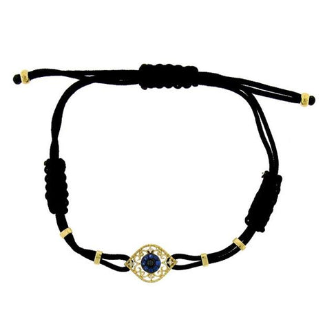 0.05 Ctw Diamond And 0.13 Ctw Blue Sapphire 14k Yellow Gold Eye Bracelet