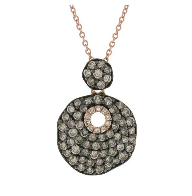 0.92 Ctw 14k Rose Gold White And Champagne Diamond Pendant Necklace With 18 Inch Chain