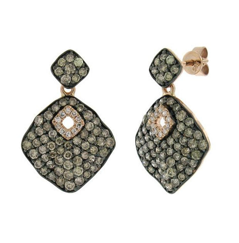 1.81 Ctw 14k Rose Gold White And Champagne Diamond Earring