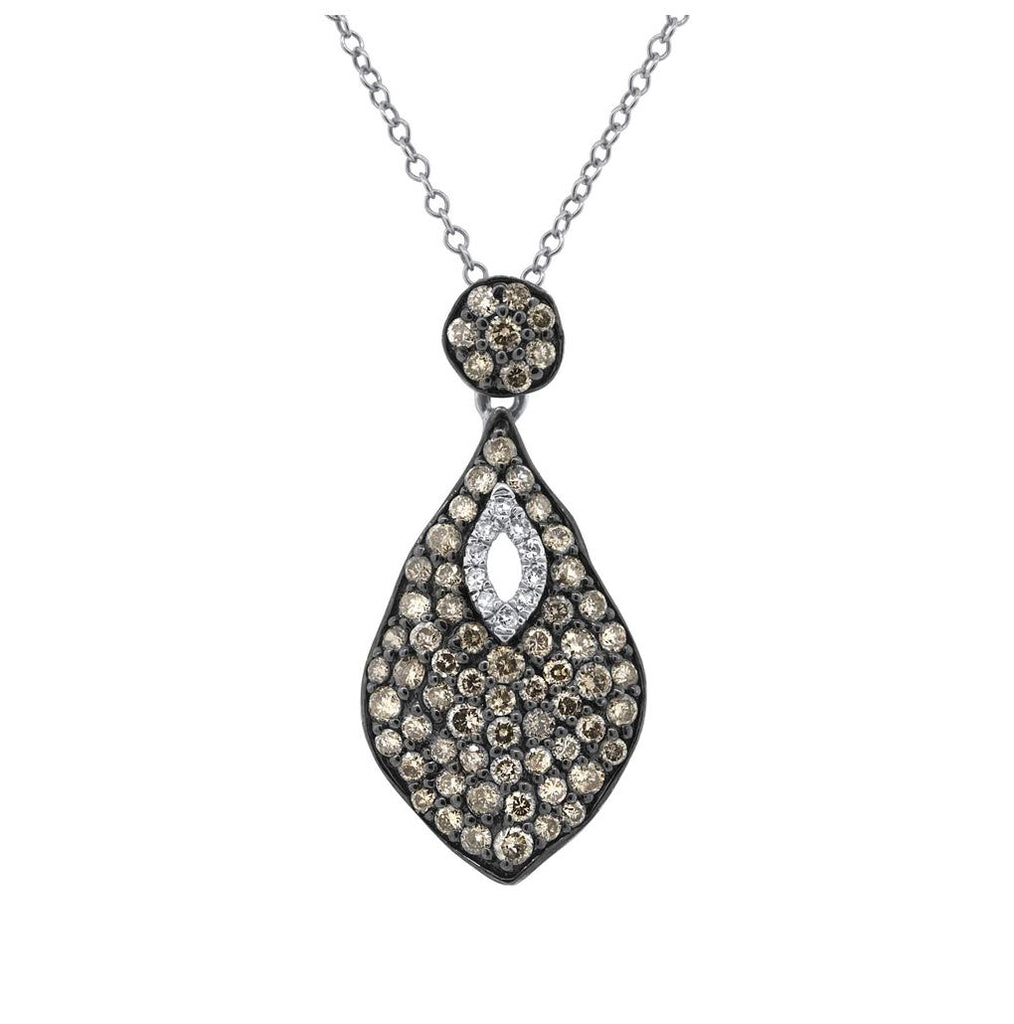 0.93 Ctw 14k White Gold White And Champagne Diamond Pendant Necklace With 18 Inch Chain