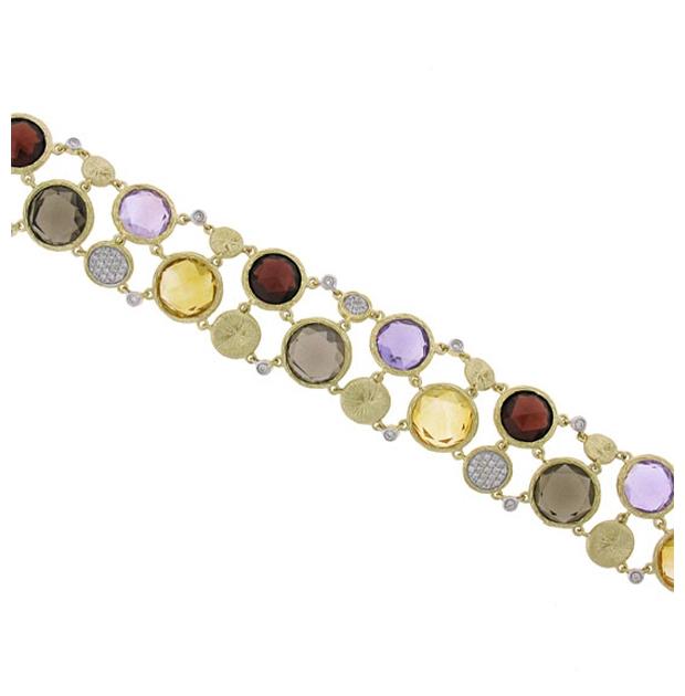 0.45 Ctw Diamond And 42.64 Ctw Multicolor Stone 14k Yellow Gold Bracelet