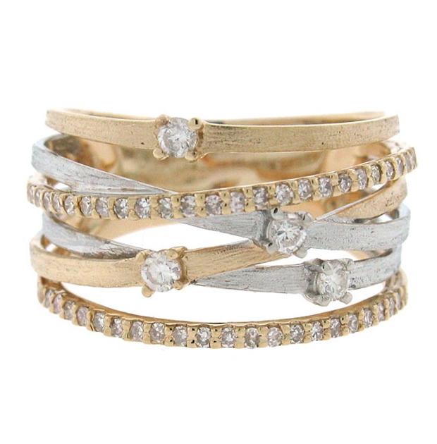 0.40 Ctw 14k Two-tone R-g Diamond Bridge Ring