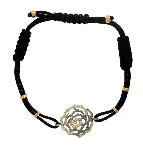 0.30 Ctw 14k Two-tone Black Rhodium Gold Diamond Flower Bracelet