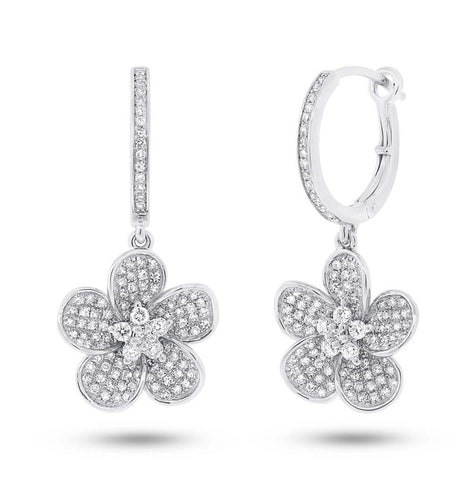 0.85 Ctw 14k White Gold Diamond Flower Earring