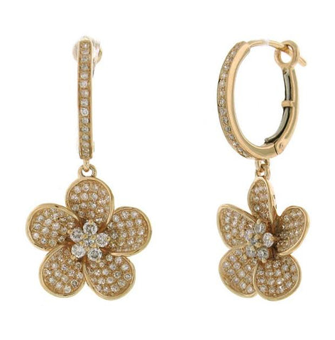 0.85 Ctw 14k Rose Gold Diamond Flower Earring