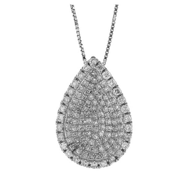 0.55 Ctw 14k White Gold Diamond Pave Pendant Necklace With 18 Inch Chain