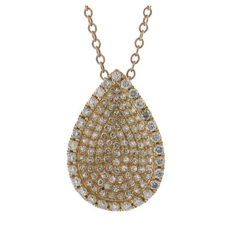 0.55 Ctw 14k Rose Gold Diamond Pave Pendant Necklace With 18 Inch Chain