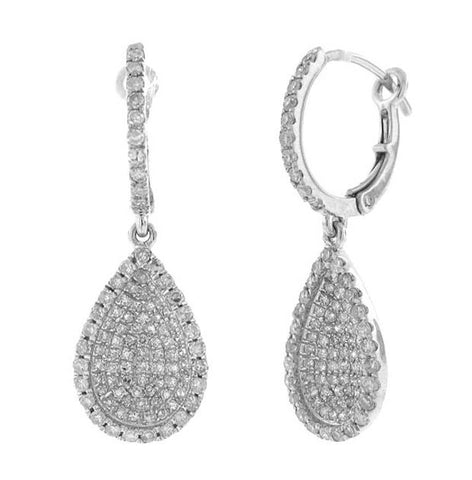 0.90 Ctw 14k White Gold Diamond Pave Drop Earring