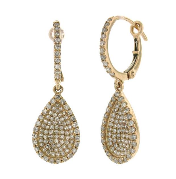 0.90 Ctw 14k Rose Gold Diamond Pave Drop Earring