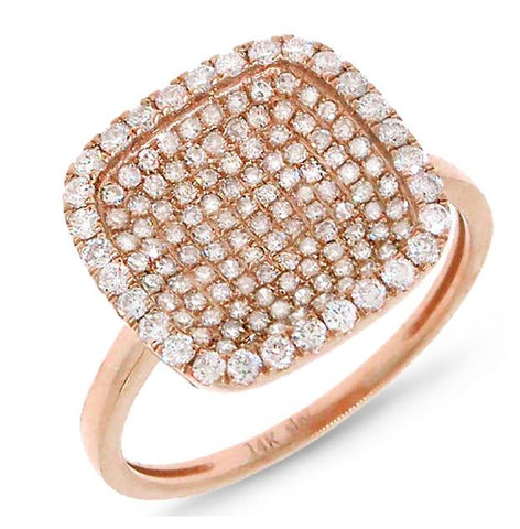0.60 Ctw 14k Rose Gold Diamond Pave Womens Ring
