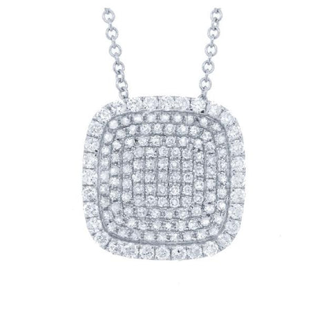 0.60 Ctw 14k White Gold Diamond Pave Pendant Necklace With 18 Inch Chain