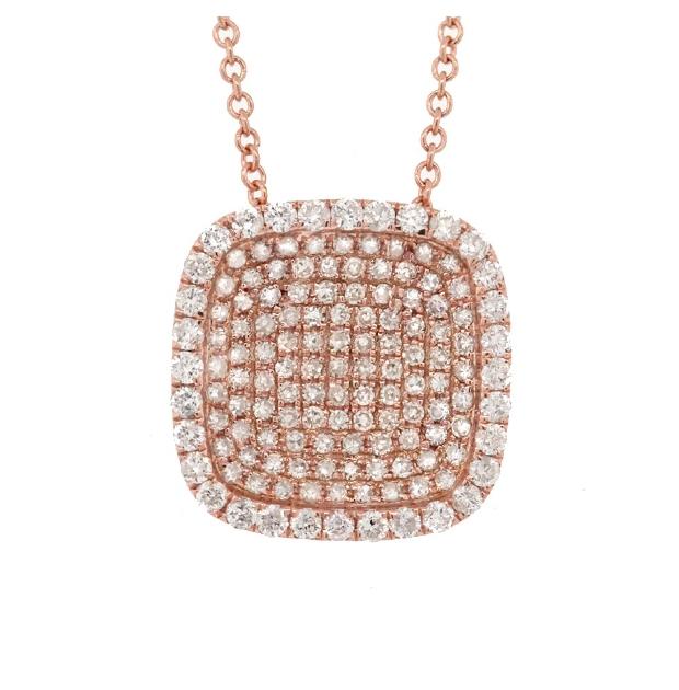 0.60 Ctw 14k Rose Gold Diamond Pave Pendant Necklace With 18 Inch Chain