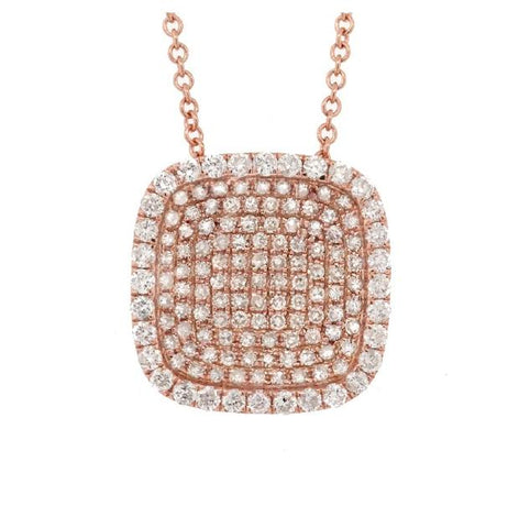 0.60 Ctw 14k Rose Gold Diamond Pave Pendant Necklace With 18 Inch Chain