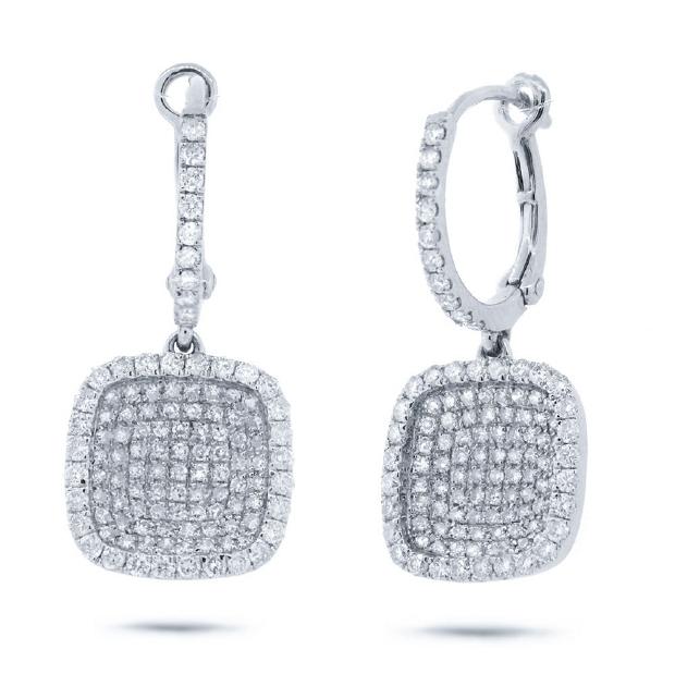 1.00 Ctw 14k White Gold Diamond Pave Drop Earring