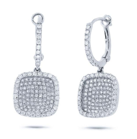 1.00 Ctw 14k White Gold Diamond Pave Drop Earring