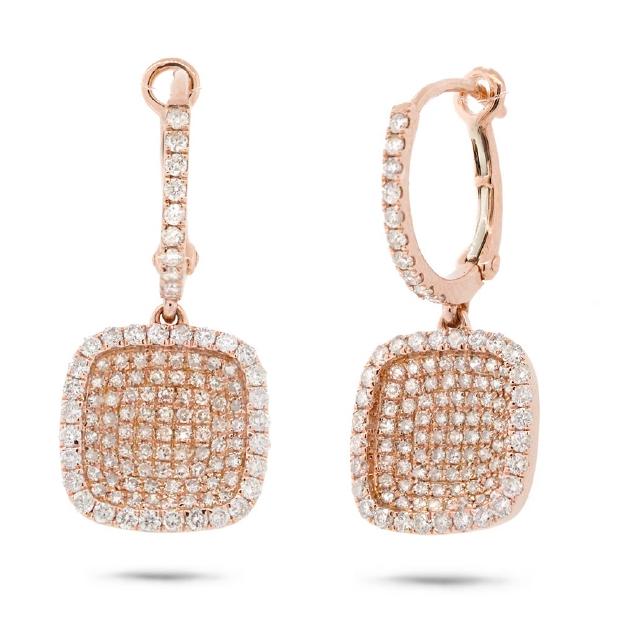 1.00 Ctw 14k Rose Gold Diamond Pave Drop Earring