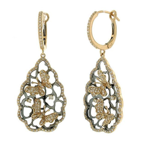 1.00 Ctw 14k Two-tone B-r Diamond Butterfly Earring