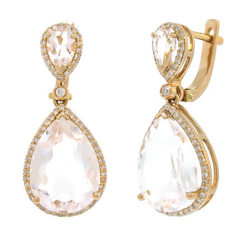 0.40 Ctw Diamond And 9.27 Ctw White Topaz 14k Rose Gold Earring