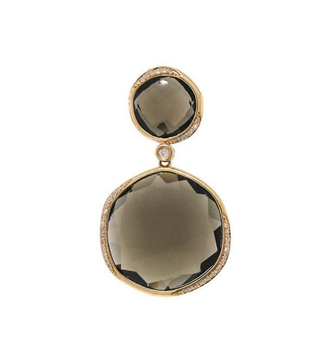 0.20 Ctw Diamond And 23.73 Ctw Smokey Topaz 14k Rose Gold Pendant Necklace With 18 Inch Chain