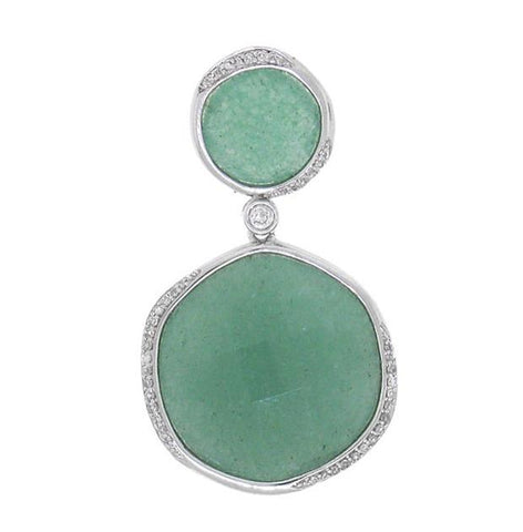 0.18 Ctw Diamond And 22.94 Ctw Aventurine 14k White Gold Pendant Necklace With 18 Inch Chain