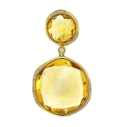 0.18 Ctw Diamond And 27.62 Ctw Citrine 14k Yellow Gold Pendant Necklace With 18 Inch Chain