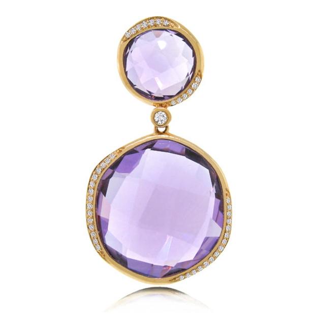 0.18 Ctw Diamond And 27.20 Ctw Amethyst 14k Rose Gold Pendant Necklace With 18 Inch Chain