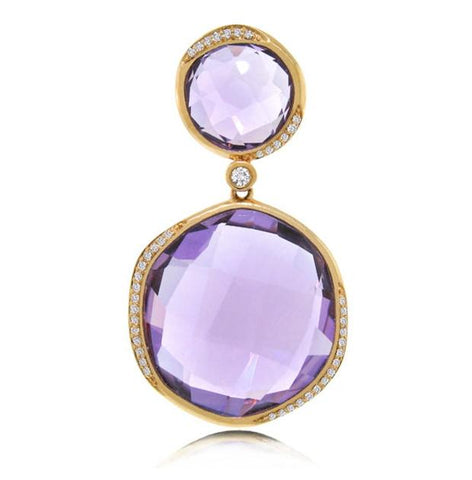 0.18 Ctw Diamond And 27.20 Ctw Amethyst 14k Rose Gold Pendant Necklace With 18 Inch Chain