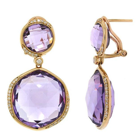 0.29 Ctw Diamond And 34.33 Ctw Amethyst 14k Rose Gold Earring