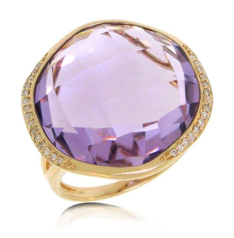 0.11 Ctw Diamond And 20.31 Ctw Amethyst 14k Rose Gold Ring