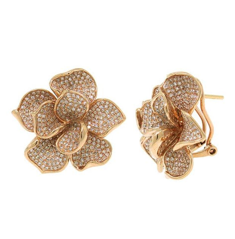 2.39 Ctw 14k Rose Gold Diamond Flower Earring