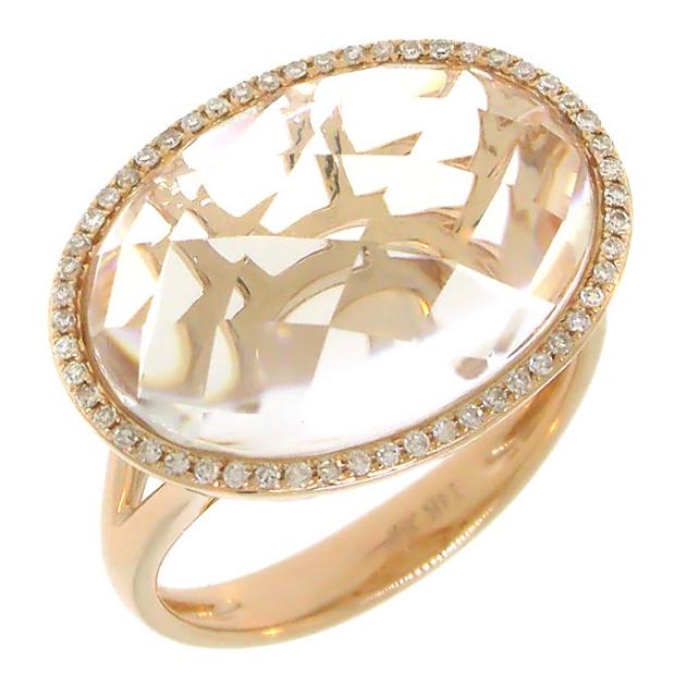 0.17 Ctw Diamond And 9.73 Ctw White Topaz 14k Rose Gold Ring