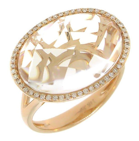 0.17 Ctw Diamond And 9.73 Ctw White Topaz 14k Rose Gold Ring