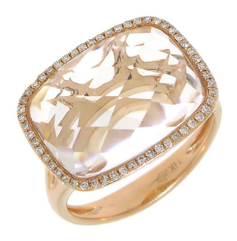 0.17 Ctw Diamond And 8.02 Ctw White Topaz 14k Rose Gold Ring