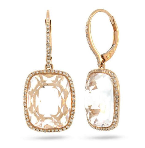 0.37 Ctw Diamond And 12.47 Ctw White Topaz 14k Rose Gold Earring