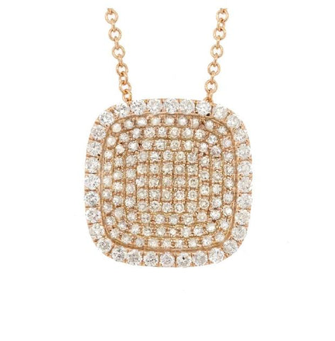 0.60 Ctw 14k Yellow Gold Diamond Pave Pendant Necklace With 18 Inch Chain