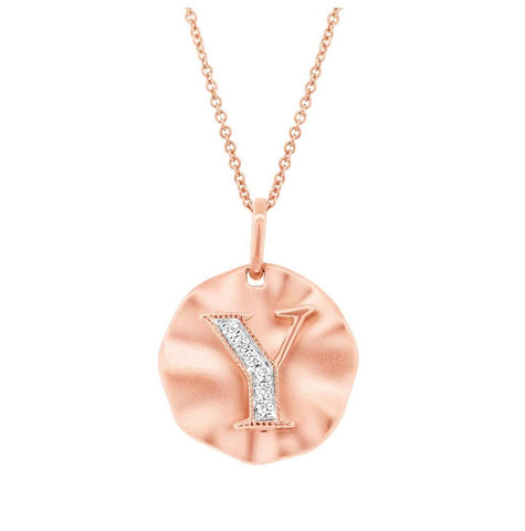 0.03 Ctw 14k Rose Gold Diamond "l" Initial Pendant Necklace With 18 Inch Chain