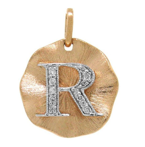 0.06 Ctw 14k Rose Gold Diamond "r" Initial Pendant Necklace With 18 Inch Chain