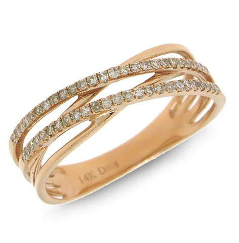 0.21 Ctw 14k Rose Gold Diamond Bridge Ring