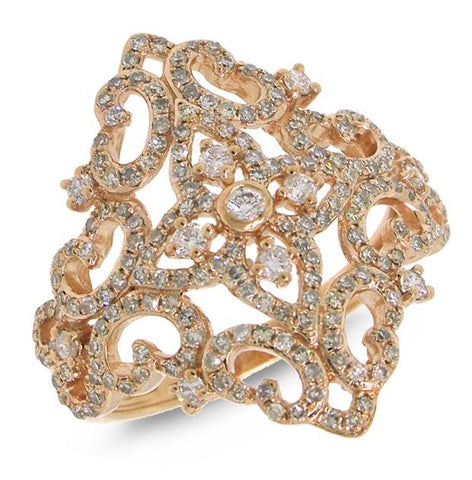 0.75 Ctw 14k Rose Gold Diamond Womens Ring