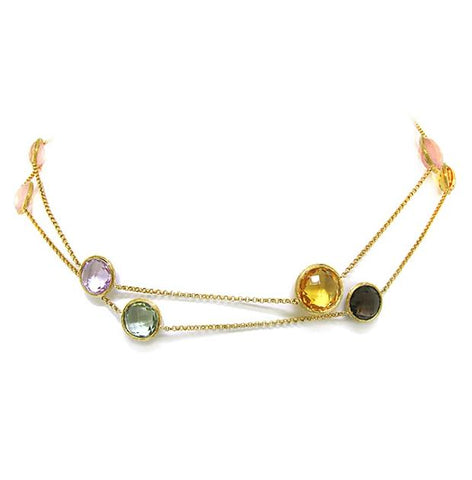 70.64 Ctw 14k Yellow Gold Multi-color Stone Necklace